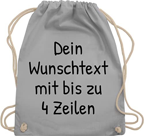 Turnbeutel Rucksack - Aufdruck selbst gestalten - Wunschdruck Text Namen I Eigener Text I Custom Text - Unisize - Hellgrau - personalisierter beutel kinder stoffbeutel name wunschtext trinkgeld von Geschenk mit Namen personalisiert by Shirtracer