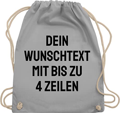 Turnbeutel Rucksack - Aufdruck selbst gestalten - Wunschtext I Eigener Text I Personalisierter Text I Custom Text - Unisize - Hellgrau - beutel wechselkleidung personalisierte name stoffbeutel von Geschenk mit Namen personalisiert by Shirtracer