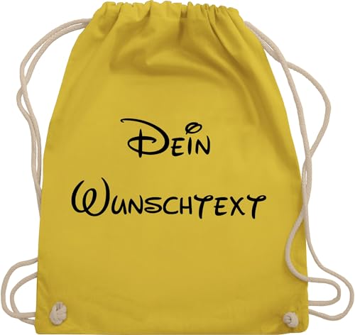 Turnbeutel Rucksack - Aufdruck selbst gestalten - Wunschtext I Geschenk mit eigenem Text personalisiert - Unisize - Gelb - wechselkleidung beutel kita junge stoffbeutel name personalisierte custom von Geschenk mit Namen personalisiert by Shirtracer