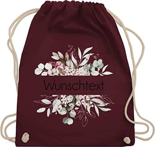 Turnbeutel Rucksack - Aufdruck selbst gestalten - Wunschtext I Geschenk personalisiert I Geschenk Weihnachten - Unisize - Bordeauxrot - beutel kita stoffbeutel name personalisierte blume turnsack von Geschenk mit Namen personalisiert by Shirtracer
