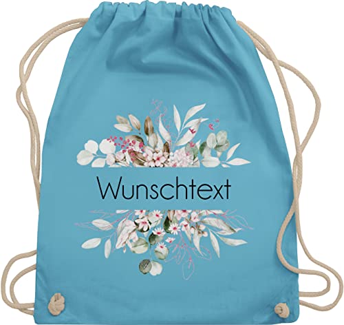 Turnbeutel Rucksack - Aufdruck selbst gestalten - Wunschtext I Geschenk personalisiert I Geschenk Weihnachten - Unisize - Hellblau - beutel kita stoffbeutel name personalisierte blume turnsack von Geschenk mit Namen personalisiert by Shirtracer