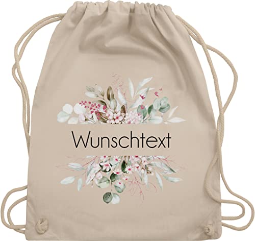 Turnbeutel Rucksack - Aufdruck selbst gestalten - Wunschtext I Geschenk personalisiert I Geschenk Weihnachten - Unisize - Naturweiß - beutel kita stoffbeutel name personalisierte blume turnsack von Geschenk mit Namen personalisiert by Shirtracer