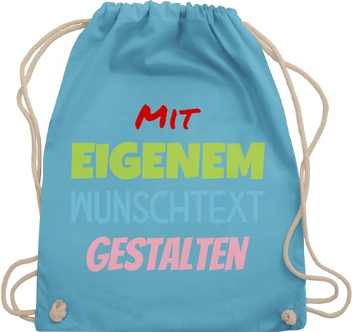 Turnbeutel Rucksack - Aufdruck selbst gestalten - Wunschtext I Mit eigenem Text personalisiert I Custom Text - Unisize - Hellblau - turn beutel bedrucken stoffbeutel name personalisierte beschriften Turnbeutel Rucksack - Aufdruck selbst gestalten - Wunschtext I Mit eigenem Text personalisiert I Custom Text - Unisize - Hellblau - turn beutel bedrucken stoffbeutel name personalisierte beschriften von Geschenk mit Namen personalisiert by Shirtracer