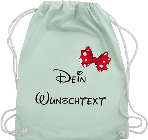 Turnbeutel Rucksack - Aufdruck selbst gestalten - Spardose Wunschtext Schleife I - Unisize - Pastell Grün - jga beutel stoffbeutel name personalisierte freundin sportbeutel von Geschenk mit Namen personalisiert by Shirtracer