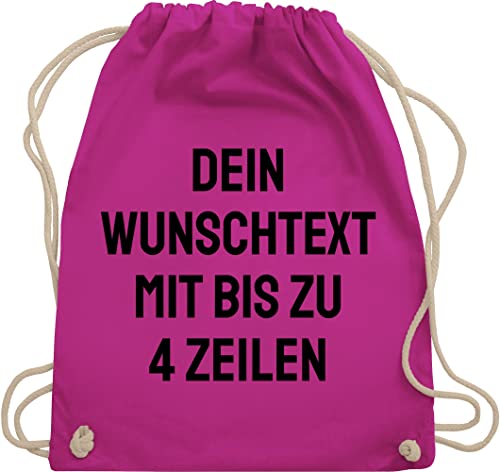Turnbeutel Rucksack - Aufdruck selbst gestalten - Wunschtext I Eigener Text I Personalisierter Text I Custom Text - Unisize - Fuchsia - beutel wechselkleidung personalisierte name stoffbeutel von Geschenk mit Namen personalisiert by Shirtracer