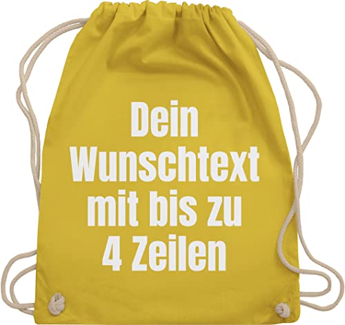 Turnbeutel Rucksack - Aufdruck selbst gestalten - Wunschtext I Eigener Text I Custom Text - Unisize - Gelb - personalisierter beutel stoffbeutel name personalisierte datum stoffrucksack von Geschenk mit Namen personalisiert by Shirtracer