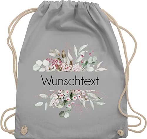Turnbeutel Rucksack - Aufdruck selbst gestalten - Wunschtext I Geschenk personalisiert I Geschenk Weihnachten - Unisize - Hellgrau - beutel kita stoffbeutel name personalisierte blume turnsack von Geschenk mit Namen personalisiert by Shirtracer