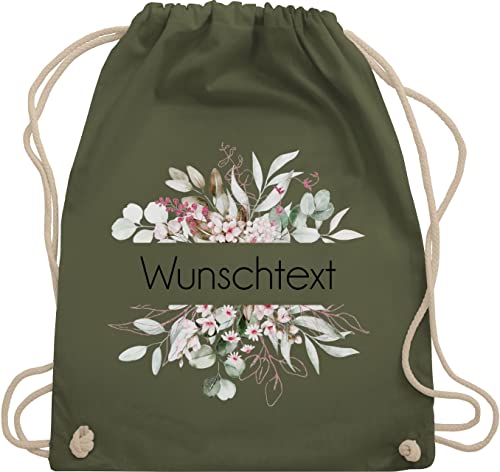 Turnbeutel Rucksack - Aufdruck selbst gestalten - Wunschtext - Unisize - Olivgrün - kita wechselkleidung beutel drucken lassen kordelzug kinder stoffbeutel kindergarten selbstgestalten stoff von Geschenk mit Namen personalisiert by Shirtracer