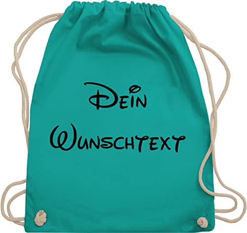 Turnbeutel Rucksack - Aufdruck selbst gestalten - Wunschtext - Unisize - Türkis - beutel wechselkleidung kita drucken lassen stoff kinder stoffbeutel kindergarten personalisieren kindergartentasche von Geschenk mit Namen personalisiert by Shirtracer