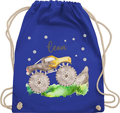 Turnbeutel Rucksack - Auto - Monstertruck Monster Truck Off Road Bigfoot 4x4 Pick-up Geländewagen - Unisize - Royalblau - kinder pick up wechselbeutel kita und name bag von Geschenk mit Namen personalisiert by Shirtracer