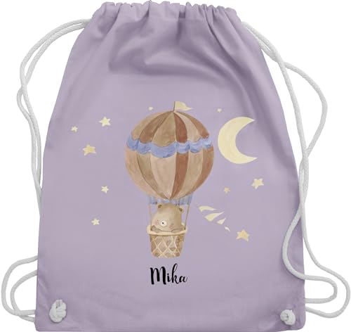 Turnbeutel Rucksack - Bären - Süßer Bär im Heißluftballon - Unisize - Pastell Lila - kinder kindergarten wechselbeutel bear süß tasche stoff kindergartenrucksack bärenmotiv beutel Turnbeutel Rucksack - Bären - Süßer Bär im Heißluftballon - Unisize - Pastell Lila - kinder kindergarten wechselbeutel bear süß tasche stoff kindergartenrucksack bärenmotiv beutel von Geschenk mit Namen personalisiert by Shirtracer