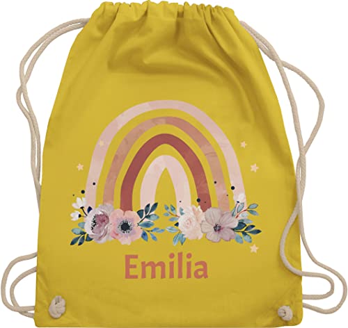 Turnbeutel Rucksack - Boho - Geschenk Regenbogen mit Name personalisiert I Rainbow - Unisize - Gelb - personalisierter beutel kindergartenbeutel bohemian blume stoffbeutel von Geschenk mit Namen personalisiert by Shirtracer