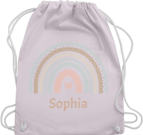 Turnbeutel Rucksack - Boho - Regenbogen Farbbogen Himmelsbogen Rainbow - Unisize - Pastell Rosa - personalisierter beutel kinder kindergartenbeutel name chic stil stoffbeutel von Geschenk mit Namen personalisiert by Shirtracer