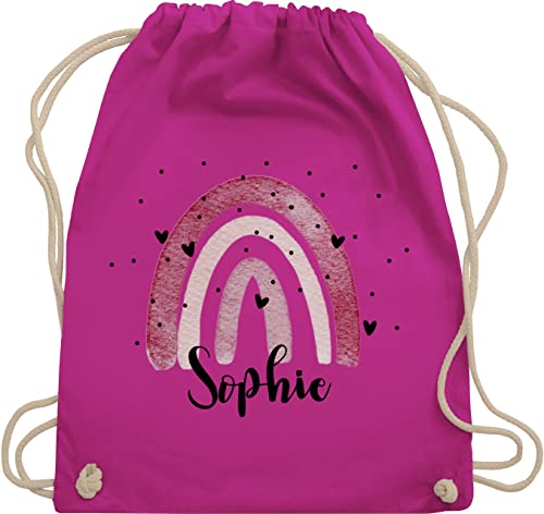 Turnbeutel Rucksack - Boho Regenbogen I Boho Rainbow - Unisize - Fuchsia - kindergarten beutel kindergartenbeutel name kita stoffbeutel sportbeutel schule wäschebeutel für kinder bohemian von Geschenk mit Namen personalisiert by Shirtracer
