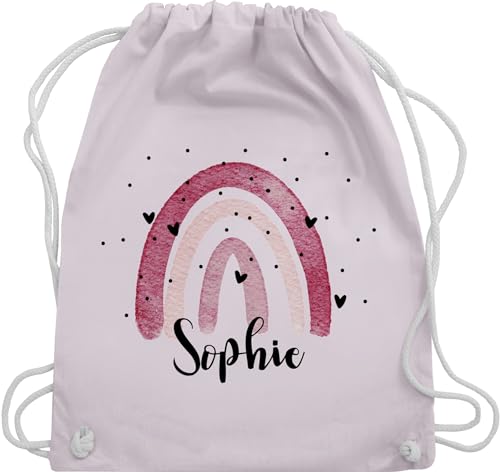 Turnbeutel Rucksack - Boho Regenbogen I Boho Rainbow - Unisize - Pastell Rosa - kindergarten beutel kindergartenbeutel name kita stoffbeutel sportbeutel schule wäschebeutel für kinder bohemian von Geschenk mit Namen personalisiert by Shirtracer