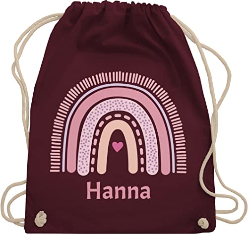 Turnbeutel Rucksack - Boho - Regenbogen - Unisize - Bordeauxrot - kinder beutel kita rucksäcke kindergarten turnen tasche baumwolle stoffbeutel schule personalisierte stoff sportbeutel von Geschenk mit Namen personalisiert by Shirtracer