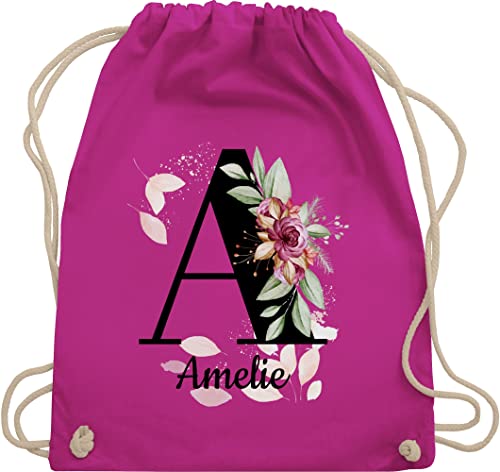 Turnbeutel Rucksack - Buchstabe anpassbar mit Name I Geschenk Initialen - Unisize - Fuchsia - jga beutel blumen stoffbeutel schule personalisierte buchstaben a beuteltasche kita tasche von Geschenk mit Namen personalisiert by Shirtracer