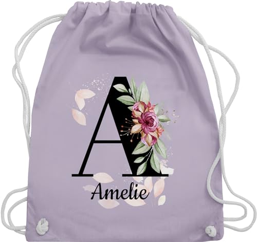Turnbeutel Rucksack - Buchstabe anpassbar mit Name I Geschenk Initialen - Unisize - Pastell Lila - jga beutel blumen stoffbeutel schule personalisierte buchstaben a turnsack kita tasche von Geschenk mit Namen personalisiert by Shirtracer