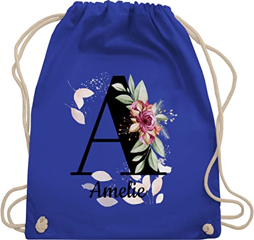 Turnbeutel Rucksack - Buchstabe anpassbar mit Name I Geschenk Initialen - Unisize - Royalblau - jga beutel blumen stoffbeutel schule personalisierte buchstaben a beuteltasche kita tasche von Geschenk mit Namen personalisiert by Shirtracer