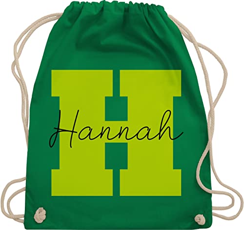 Turnbeutel Rucksack - Buchstabe mit Name - Geschenk mit Namen Persönliches personalisiertes Custom Gift Namen bedrucken Initialen Anfangsbuchstabe Namens Geschenk - Unisize - Grün - damen stoff von Geschenk mit Namen personalisiert by Shirtracer