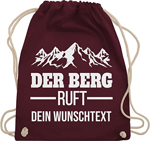 Turnbeutel Rucksack - Der Berg ruft - Wandern Geschenk - Unisize - Bordeauxrot - berge wanderbeutel wander tasche wanderer stoffbeutel wunschname von Geschenk mit Namen personalisiert by Shirtracer