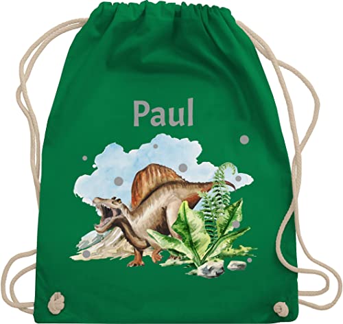 Turnbeutel Rucksack - Dinosaurier Geschenk Dino Geschenke Dinos I - Unisize - Grün - personalisierter beutel kindergarten wäschebeutel kita tier name turnsack sportbeutel baumwolle kinder von Geschenk mit Namen personalisiert by Shirtracer