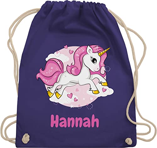 Turnbeutel Rucksack - Einhorn Name I Unicorn I Einhörner - Unisize - Lila - einhornrucksack unicorns beutel kinderturnbeutel einhörnern stoffbeutel turnsackerl kindergarten kinder personalisierter von Geschenk mit Namen personalisiert by Shirtracer