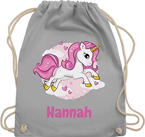 Turnbeutel Rucksack - Einhorn Name - Unicorn Einhörner - Unisize - Hellgrau - kita wechselkleidung beutel mädchen einem bags turntasche kindergarten personalisiertes sportrucksack von Geschenk mit Namen personalisiert by Shirtracer