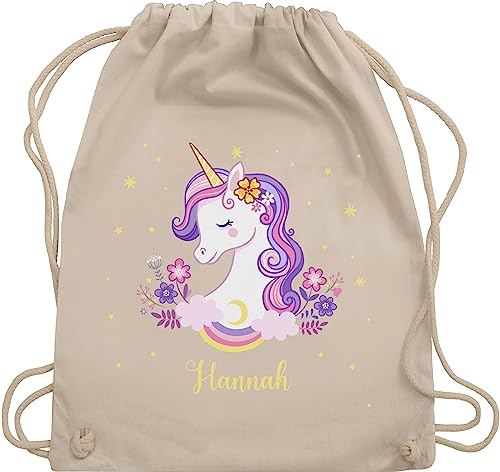 Turnbeutel Rucksack - Einhorn Geschenk Einhörner I Unicorn - Unisize - Naturweiß - personalisierte geschenke mädchen einhornrucksack unicorns with beutel wechselbeutel kita kinderturnbeutel von Geschenk mit Namen personalisiert by Shirtracer