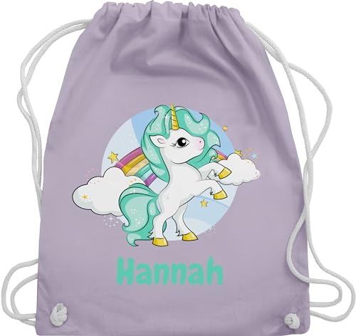 Turnbeutel Rucksack - Einhorn Wunschname Personalisiert mit Namen Unicorn Custom Gift Einhörner - Unisize - Pastell Lila - kita mädchen einhornrucksack unicorns stoffbeutel beutel schulkind von Geschenk mit Namen personalisiert by Shirtracer