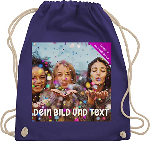 Turnbeutel Rucksack - Foto eigenem Bild - Fotogeschenk - Unisize - Lila - aufdruck günstig selbst bilder drucken text fotos bedrucken lassen designen erstellen personalisierbare schriften von Geschenk mit Namen personalisiert by Shirtracer