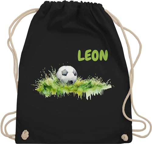 Turnbeutel Rucksack - Fußball Geschenke Kinder Fußball Geschenke Jungs Mitgebsel - Unisize - Schwarz - fussball schulanfang sportbeutel fußballfan stoffbeutel jungen kinderturnbeutel kindergarten von Geschenk mit Namen personalisiert by Shirtracer