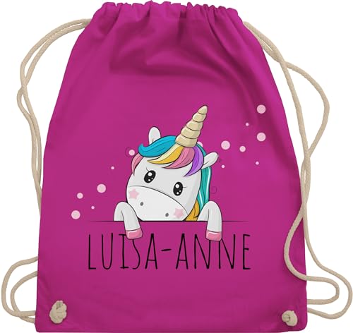 Turnbeutel Rucksack - Einhörner - Geschenk Einhorn Süß - Unisize - Fuchsia - sportbeutel kindergarten einhornrucksack unicorn unicorno stoffbeutel tasche kordelzug kinder party beutel schulkind von Geschenk mit Namen personalisiert by Shirtracer
