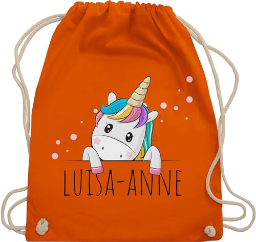 Turnbeutel Rucksack - Geschenk Einhorn Süß - Unisize - Orange - sportbeutel kindergarten einhornrucksack unicorn unicorno stoffbeutel tasche kordelzug kinder party beutel schulkind einhörner von Geschenk mit Namen personalisiert by Shirtracer