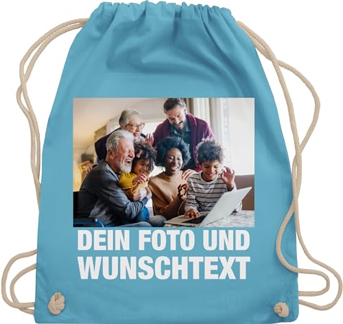 Turnbeutel Rucksack - Geschenk mit Bild I eigenem Foto I Name I eigener Text I Wunschtext - Unisize - Hellblau - kinder kita wechselkleidung beutel selbst drucken logo stoffbeutel Turnbeutel Rucksack - Geschenk mit Bild I eigenem Foto I Name I eigener Text I Wunschtext - Unisize - Hellblau - kinder kita wechselkleidung beutel selbst drucken logo stoffbeutel von Geschenk mit Namen personalisiert by Shirtracer