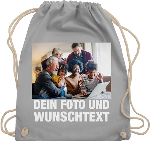 Turnbeutel Rucksack - Geschenk mit Bild I eigenem Foto I Name I eigener Text I Wunschtext - Unisize - Hellgrau - kinder kita wechselkleidung beutel selbst drucken logo stoffbeutel Turnbeutel Rucksack - Geschenk mit Bild I eigenem Foto I Name I eigener Text I Wunschtext - Unisize - Hellgrau - kinder kita wechselkleidung beutel selbst drucken logo stoffbeutel von Geschenk mit Namen personalisiert by Shirtracer