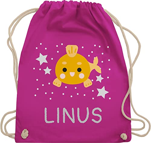 Turnbeutel Rucksack - Goldfisch Fisch Kinder - Unisize - Fuchsia - kita beutel personalisierte+kinder+rucksäcke fische fischen name stoffbeutel sporttasche kindergarten jungen wechselbeutel von Geschenk mit Namen personalisiert by Shirtracer