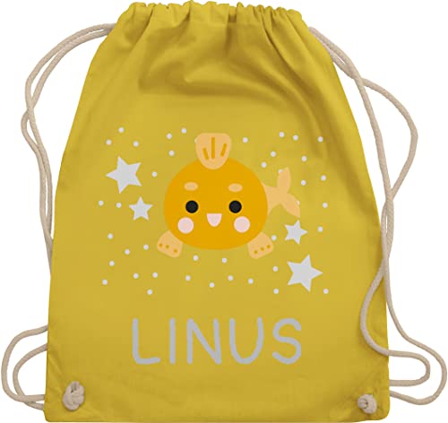 Turnbeutel Rucksack - Goldfisch Fisch Kinder - Unisize - Gelb - kita beutel personalisierte+kinder+rucksäcke fische fischen name stoffbeutel sporttasche kindergarten jungen wechselbeutel goldfische von Geschenk mit Namen personalisiert by Shirtracer