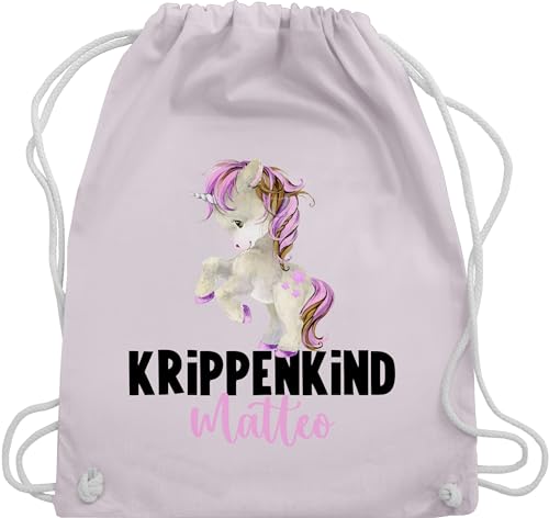 Turnbeutel Rucksack - Hallo Kinderkrippe Kita - Krippenkind Geschenk Start Kinderkrippen Krippe Kikri Einhorn - Unisize - Pastell Rosa - krippen krippenkinder von Geschenk mit Namen personalisiert by Shirtracer