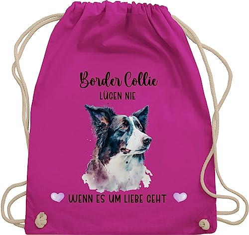Turnbeutel Rucksack - Hunde - Border Collie - Geschenk Hundebesitzern - Unisize - Fuchsia - personalisierte geschenke hundebesitzer hund collies tasche taschen hundemotiv hunden personalisierter von Geschenk mit Namen personalisiert by Shirtracer