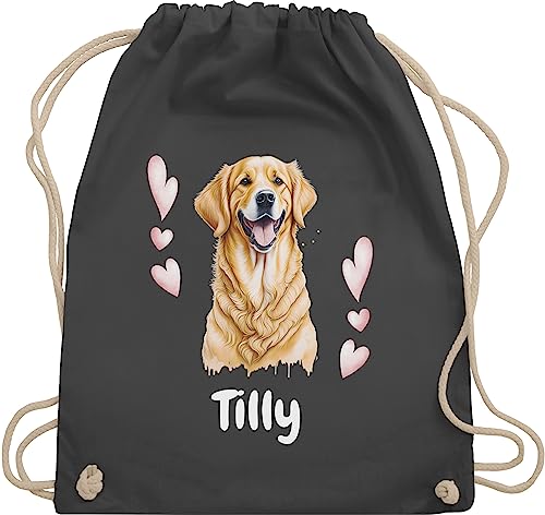 Turnbeutel Rucksack - Hunde - Golden Retriever - Hundebesitzern Geschenk - Unisize - Dunkelgrau - personalisierte geschenke hundebesitzer hund tasche taschen hundemotiv hunden sportbeutel von Geschenk mit Namen personalisiert by Shirtracer
