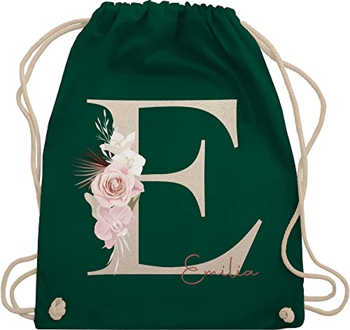 Turnbeutel Rucksack - Anfangsbuchstabe Name I Initialen personalisiert - Unisize - Dunkelgrün - jga taschen schulkind beutel buchstaben e stoffbeutel sporttasche mädchen turnsack kindergarten von Geschenk mit Namen personalisiert by Shirtracer