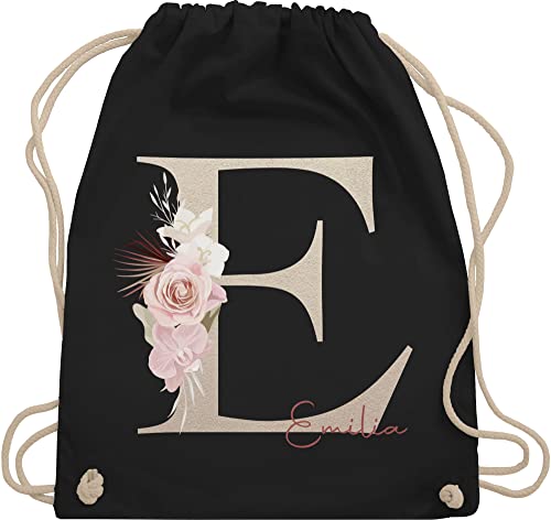 Turnbeutel Rucksack - Anfangsbuchstabe Name I Initialen personalisiert - Unisize - Schwarz - jga taschen schulkind beutel buchstaben e stoffbeutel sporttasche mädchen turnsack kindergarten von Geschenk mit Namen personalisiert by Shirtracer