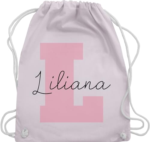 Turnbeutel Rucksack - Initialen - Anfangsbuchstabe mit Name Geschenkideen - Unisize - Pastell Rosa - kita wechselkleidung beutel mädchen personalisiertes stoffbeutel kindergarten von Geschenk mit Namen personalisiert by Shirtracer