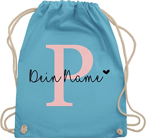 Turnbeutel Rucksack - Initialen - Buchstabe Anfangsbuchstabe - Unisize - Hellblau - sportbeutel mädchen name schulkind beutel buchstaben p stoffbeutel turnsack kindergarten personalisierte von Geschenk mit Namen personalisiert by Shirtracer