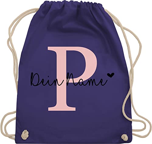 Turnbeutel Rucksack - Initialen - Buchstabe Anfangsbuchstabe - Unisize - Lila - sportbeutel mädchen name schulkind beutel buchstaben p stoffbeutel turnsack kindergarten personalisierte von Geschenk mit Namen personalisiert by Shirtracer