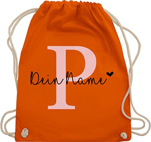 Turnbeutel Rucksack - Initialen - Buchstabe Anfangsbuchstabe - Unisize - Orange - sportbeutel mädchen name schulkind beutel buchstaben p stoffbeutel turnsack kindergarten personalisierte von Geschenk mit Namen personalisiert by Shirtracer