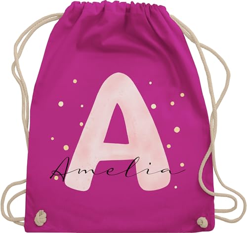 Turnbeutel Rucksack - Initialen - Individuell gestaltbar mit Initialbuchstabe und Name | Geschenk mit Anfangsbuchstabe und Name frei wählbar - Unisize - Fuchsia - schulkind beutel buchstaben von Geschenk mit Namen personalisiert by Shirtracer