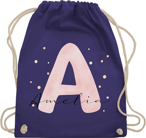 Turnbeutel Rucksack - Initialen - Individuell gestaltbar mit Initialbuchstabe und Name | Geschenk mit Anfangsbuchstabe und Name frei wählbar - Unisize - Lila - schulkind beutel buchstaben von Geschenk mit Namen personalisiert by Shirtracer