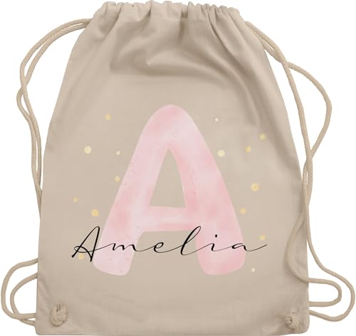 Turnbeutel Rucksack - Initialen - Individuell gestaltbar mit Initialbuchstabe und Name | Geschenk mit Anfangsbuchstabe und Name frei wählbar - Unisize - Naturweiß - schulkind beutel buchstaben von Geschenk mit Namen personalisiert by Shirtracer